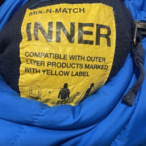 The North Face Boys Reversible Jacket Size 14/16 Hero Blue Hooded Puffer Fleece - Picture 2 of 5